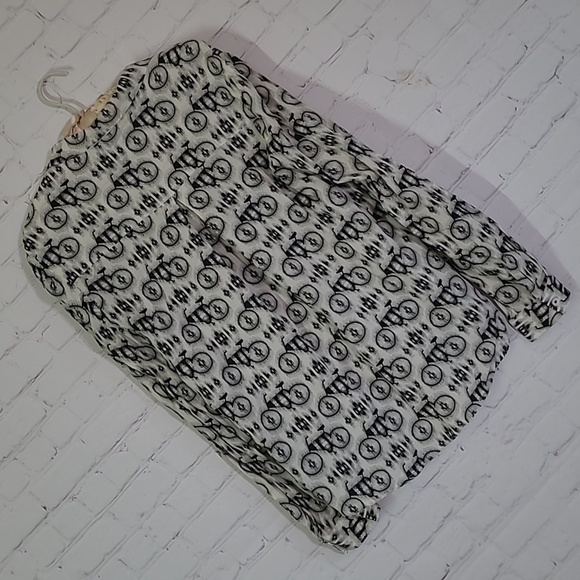 NWOT Maeve By Anthropologie Lightweight Bicycle Print Button Up Blouse Womens 10 - Picture 11 of 12